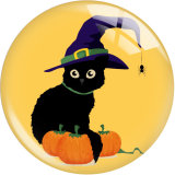 Painted metal 20mm snap buttons  Halloween Ghost Cat Pumpkin Print charms