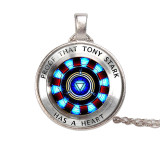 Iron Man Heart Energy Gathering Pendant Time Gem Glass Necklace
