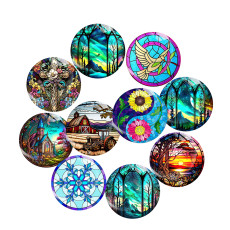 Painted metal 20mm snap buttons  Natural scenery Print charms