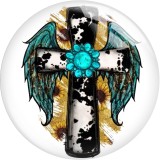 Painted metal 20mm snap buttons  faith cross charms