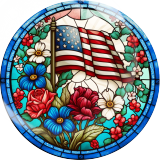 Painted metal 20mm snap buttons  American Flag Print charms