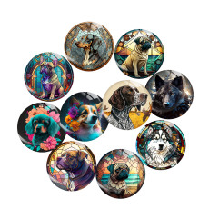 Painted metal 20mm snap buttons  dog Print charms