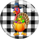 20MM Turkey Thanksgiving Print glass snap button charms