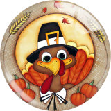 Painted metal 20mm snap buttons  Turkey Thanksgiving Print charms