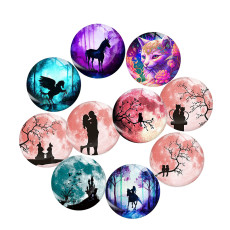 Painted metal 20mm snap buttons  Lunar reflection Print charms