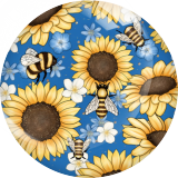 Painted metal 20mm snap buttons  sunflower Print charms