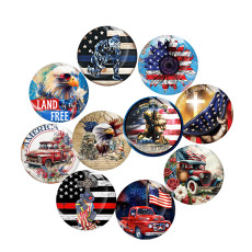 Painted metal 20mm snap buttons  American Flag Print charms