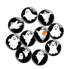 Painted metal 20mm snap buttons   Halloween Ghost  Print charms