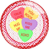 Painted metal 20mm snap buttons  Valentine's Day Love Print charms