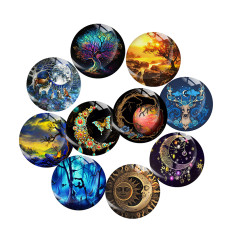 Painted metal 20mm snap buttons  sun and moon Print charms