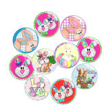 Painted metal 20mm snap buttons  Easter Bunny Print charms