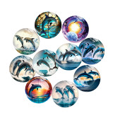 Painted metal 20mm snap buttons  dolphin Print charms