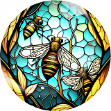 Painted metal 20mm snap buttons  bee Print charms