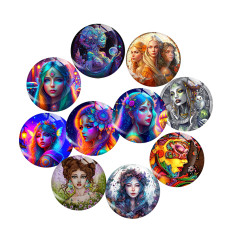 Painted metal 20mm snap buttons  Goddess Elf Print charms