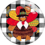 Painted metal 20mm snap buttons  Turkey Thanksgiving  Print charms