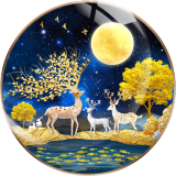 Painted metal 20mm snap buttons  Elk Print charms