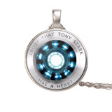 Iron Man Heart Energy Gathering Pendant Time Gem Glass Necklace