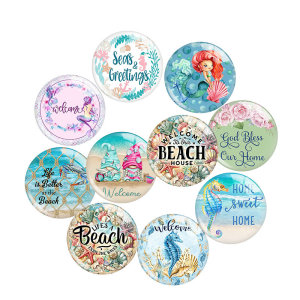 Painted metal 20mm snap buttons   Beach Seahorse Mermaid charms