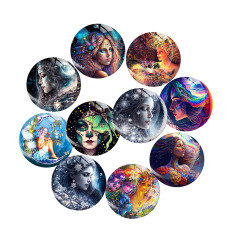 Painted metal 20mm snap buttons  Goddess Elf Print charms