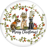 Painted metal 20mm snap buttons  Christmas Print charms