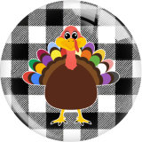 20MM Turkey Thanksgiving Print glass snap button charms