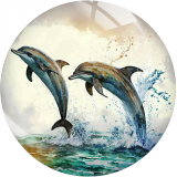 Painted metal 20mm snap buttons  dolphin Print charms
