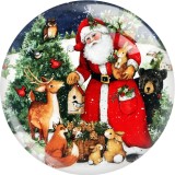 Painted metal 20mm snap buttons  Christmas Print charms