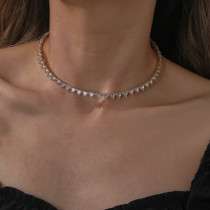 Crystal studded short elastic collar