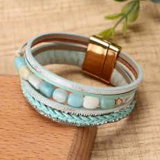 Bohemian PU bracelet mixed with Emperor Stone creative personalized leather bracelet