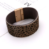 Leopard printed horse hair leather bracelet