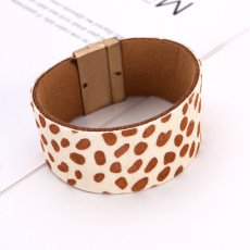 Leopard printed horse hair leather bracelet