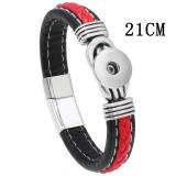 21CM Alloy magnet buckle leather woven bracelet fit 20MM Snaps button jewelry wholesale