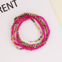 Bohemian crystal rice bead elastic multi-layer bracelet