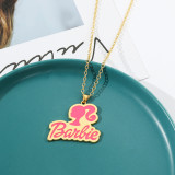 Barbie Letter Drop Oil Pendant Necklace