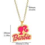 Barbie Letter Drop Oil Pendant Necklace