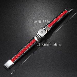 21CM Alloy magnet buckle leather woven bracelet fit 20MM Snaps button jewelry wholesale