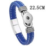 22.5CM Alloy magnet buckle leather woven bracelet fit 20MM Snaps button jewelry wholesale