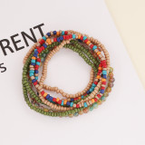Bohemian crystal rice bead elastic multi-layer bracelet