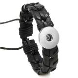 Imitation cowhide woven bracelet fit 20MM Snaps button jewelry wholesale