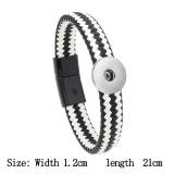 Braided leather magnet buckle bracelet fit 20MM Snaps button jewelry wholesale