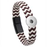 Braided leather magnet buckle bracelet fit 20MM Snaps button jewelry wholesale