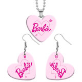 21styles Barbie Resin Two Piece Stainless Steel Painted Love Bead Chain Earrings Necklace Set