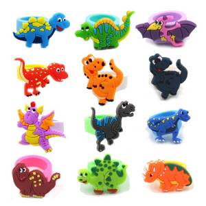 Dinosaur Ring PVC Soft Rubber Finger Ring Silicone Finger Ring Children's Cartoon Ring Baby Kindergarten Gift