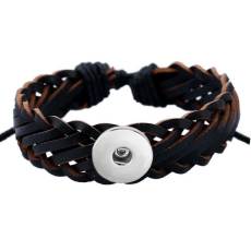 Imitation cowhide woven bracelet fit 20MM Snaps button jewelry wholesale