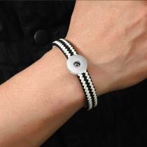 Braided leather magnet buckle bracelet fit 20MM Snaps button jewelry wholesale