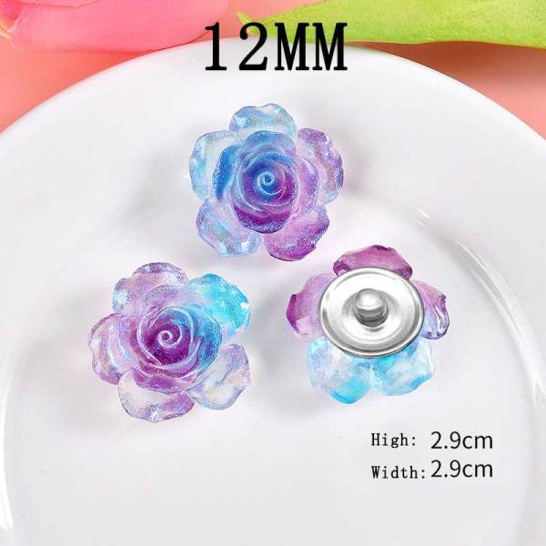 12MM flower Resin snap button charms