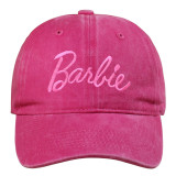 Barbie Ken Barbie Pink Vintage Wash Baseball Hat Cute Embroidery Curved Eaves Duck Tongue Hat
