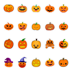 50 pieces of Halloween pumpkin lantern graffiti stickers, luggage, car, laptop, skateboard, water cup decoration, waterproof stickers