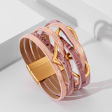 Christmas Valentine's Day Bohemian Love Alloy Magnet Buckle Multi layered Leather Bracelet