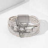 Christmas Halloween Bohemian style alloy magnet clasp twin star multi-layer leather bracelet